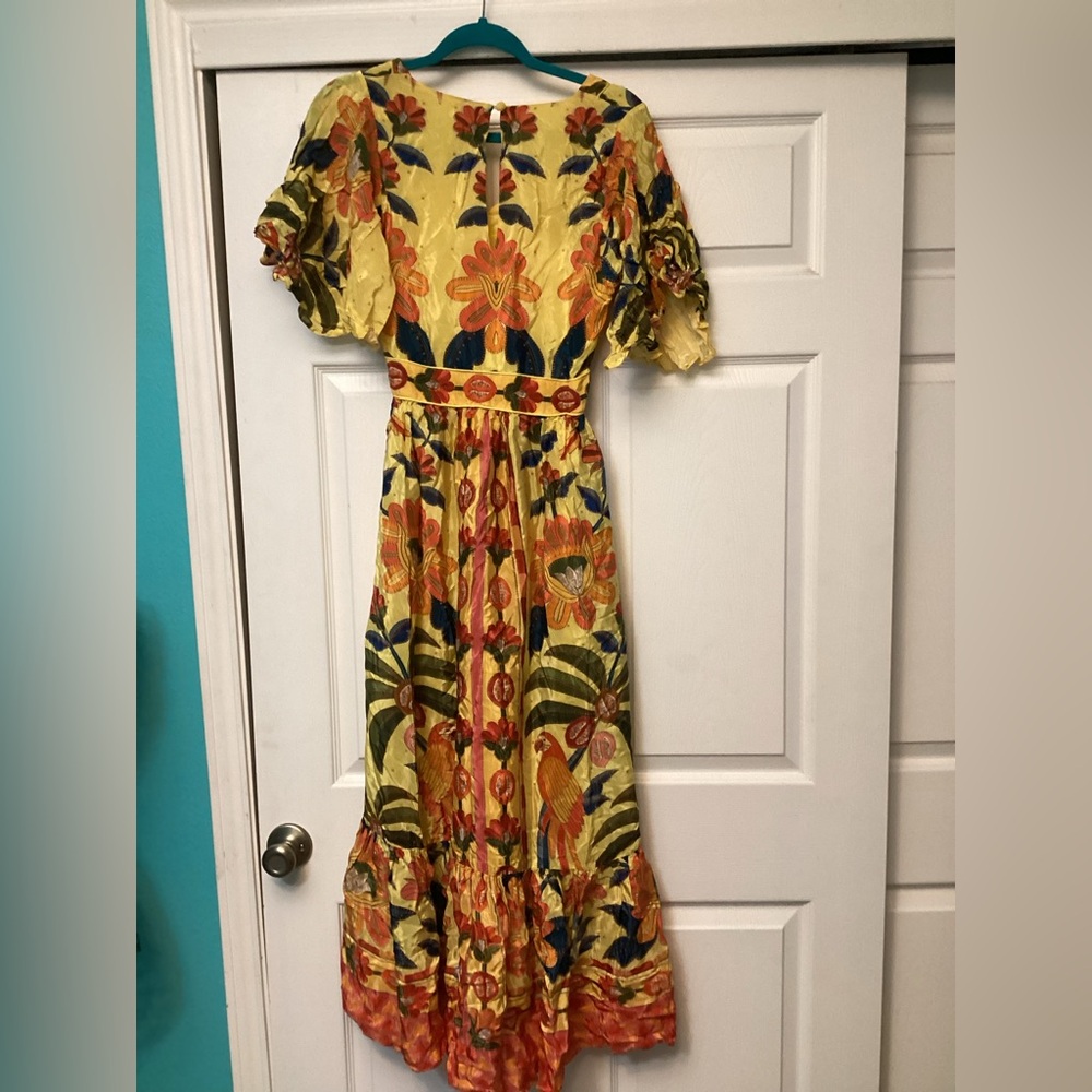 Farm Rio Printed V-Neck Ruffle-Hem Dress-2 - Picture 7 of 12